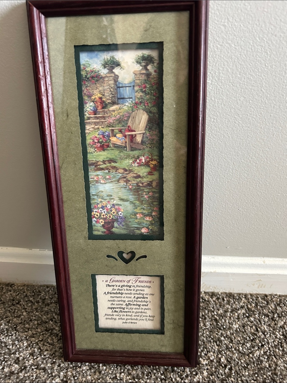 Framed Garden Print in Burgundy Frame